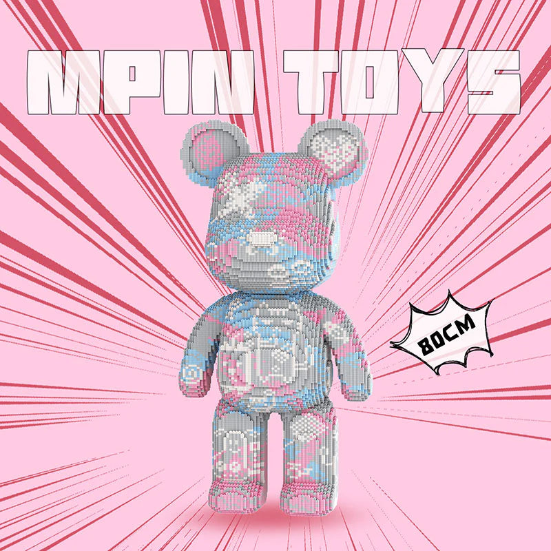 MPIN 901 | Trendy Graffiti Big Bear - Cute Power Bear DIY Building Block Set (23,150 Pcs) - 80cm