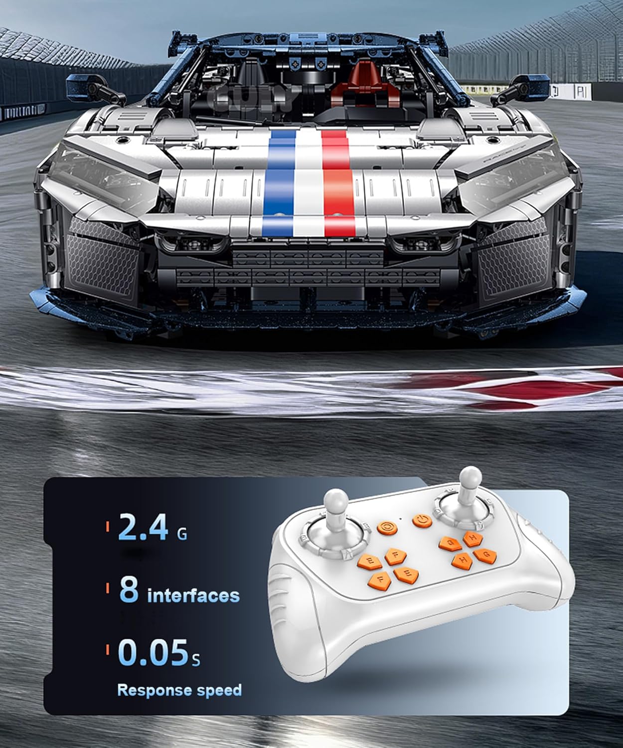 GULY 10656 Chase The Pulse F80: 1:8 Hyper-Performance RC Supercar Building Set