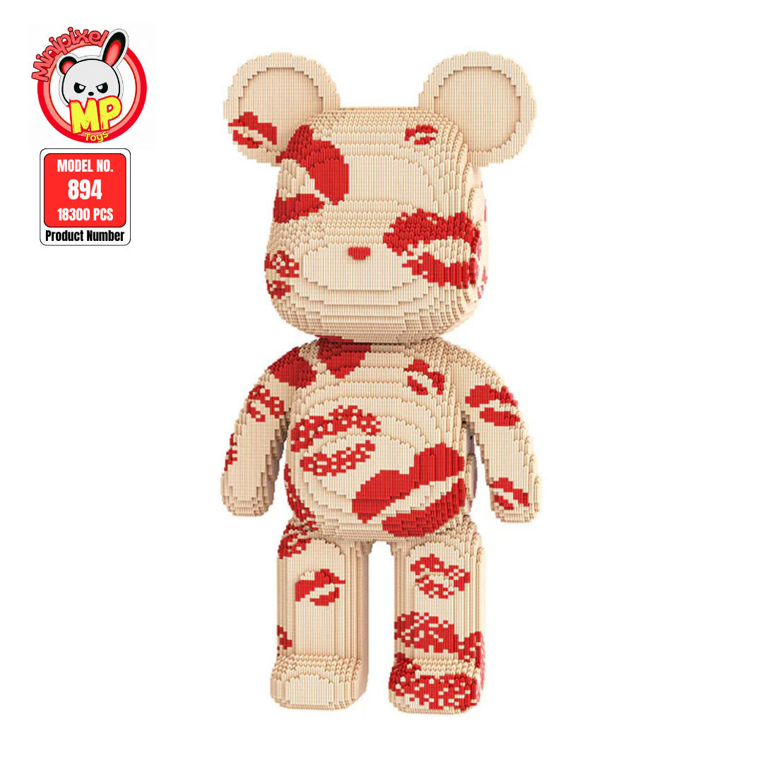 MPIN 894 | Kiss Kiss Big Bear - Cute Power Bear DIY Building Block Set (18,300 Pcs) - 80cm