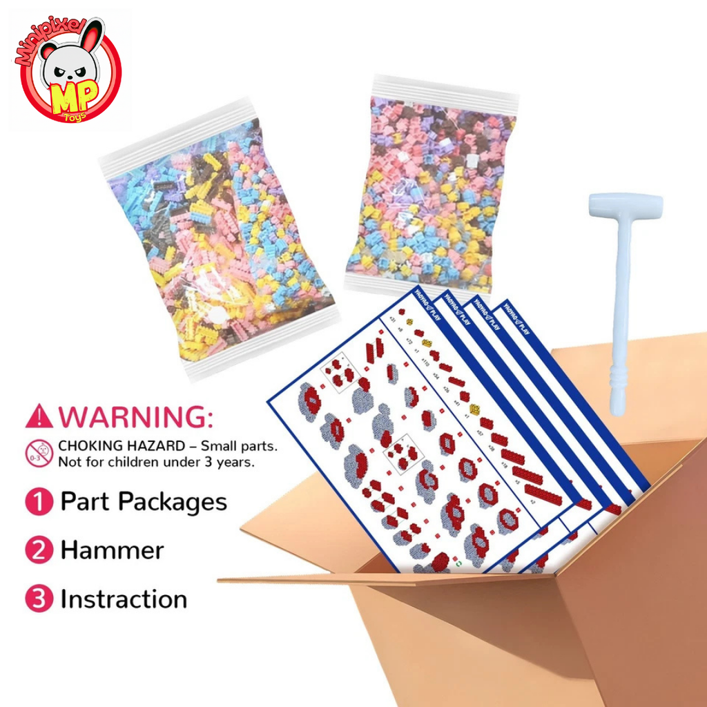 MPIN 894 | Kiss Kiss Big Bear - Cute Power Bear DIY Building Block Set (18,300 Pcs) - 80cm