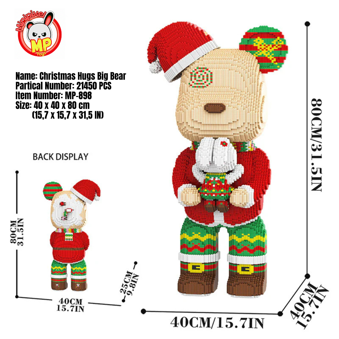 MPIN 898 | Christmas Hugging Big Bear - Cute Power Bear DIY Building Block Set (21,450 Pcs) - 80cm