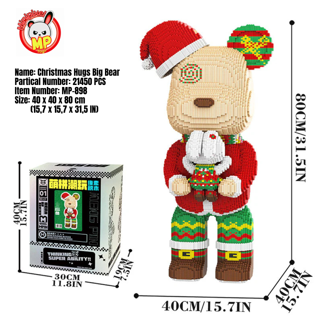 MPIN 898 | Christmas Hugging Big Bear - Cute Power Bear DIY Building Block Set (21,450 Pcs) - 80cm