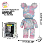 MPIN 901 | Trendy Graffiti Big Bear - Cute Power Bear DIY Building Block Set (23,150 Pcs) - 80cm