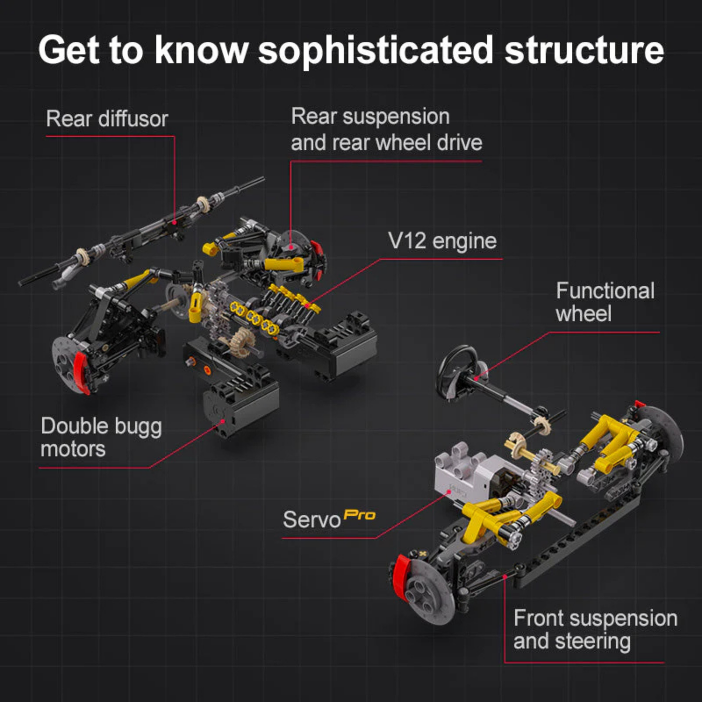 CaDA Master Motorized V12 Hypercar RC 1:8 Scale (C61053W) - (Dynamic)