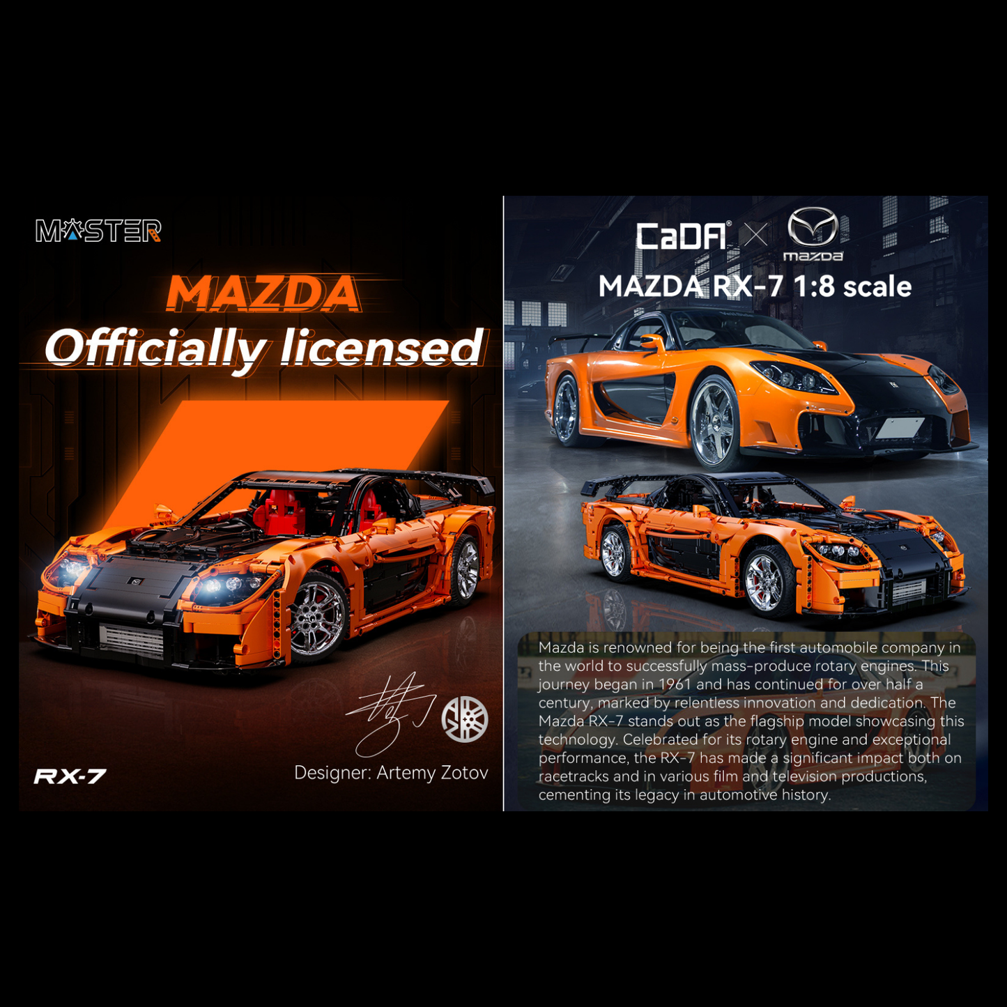 CaDA Master Mazda RX-7 Licensed Supercar 1:8 Scale (C61502W) - (Dynamic or Static)