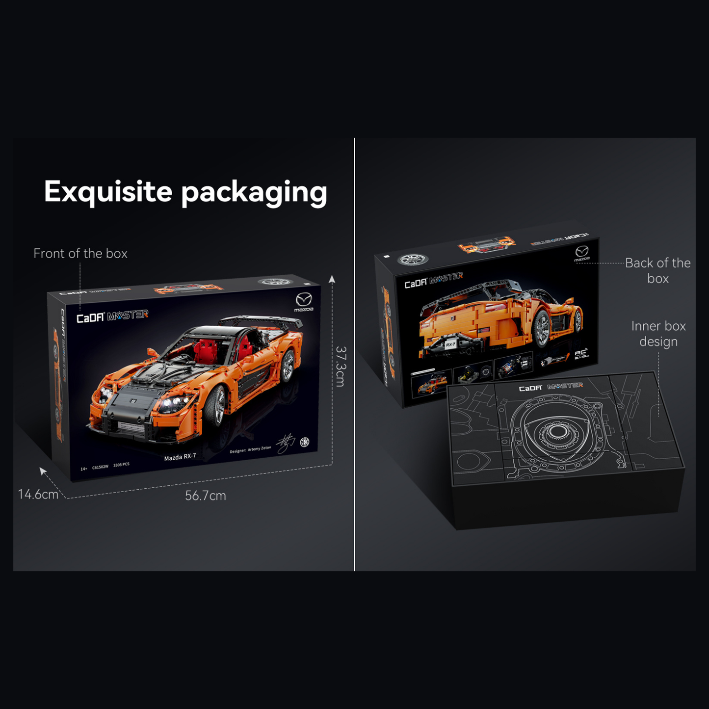 CaDA Master Mazda RX-7 Licensed Supercar 1:8 Scale (C61502W) - (Dynamic or Static)