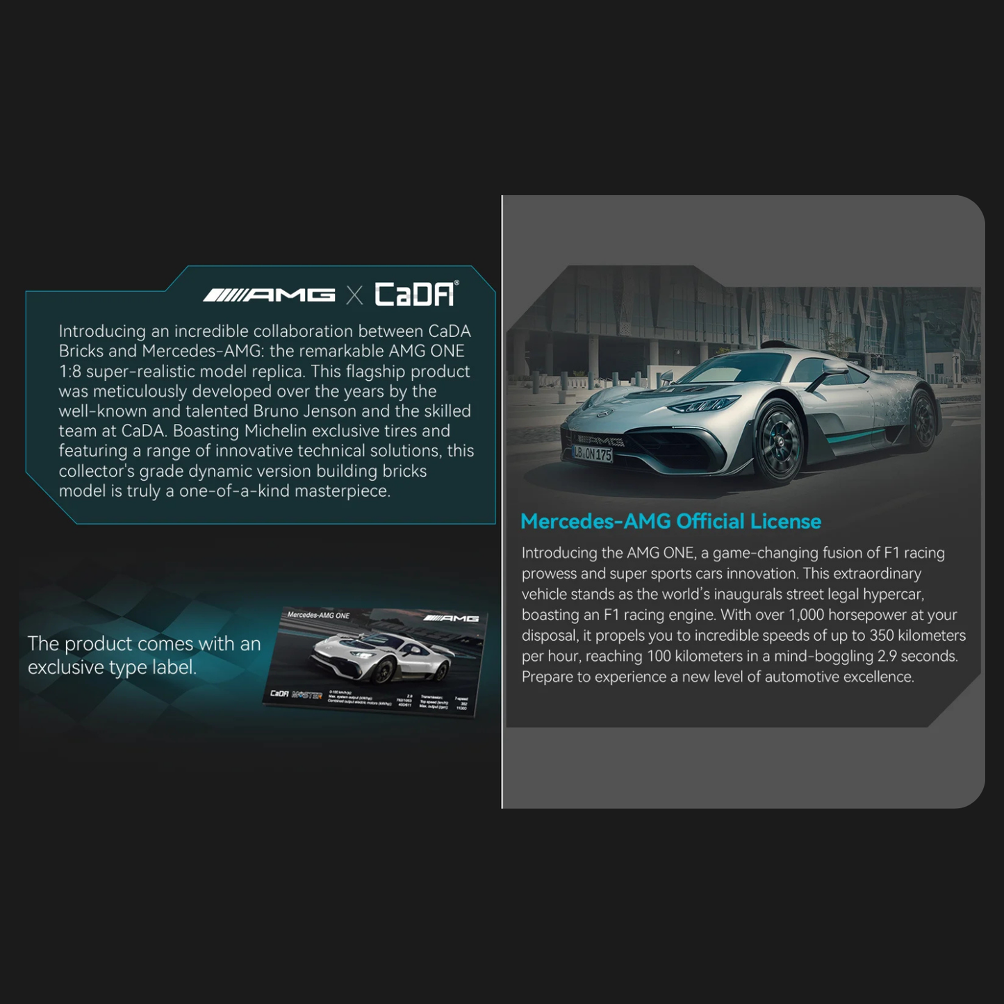 CaDA Master Mercedes-AMG One Licensed Hypercar 1:8 Scale (C61503W) - (Dynamic or Static)