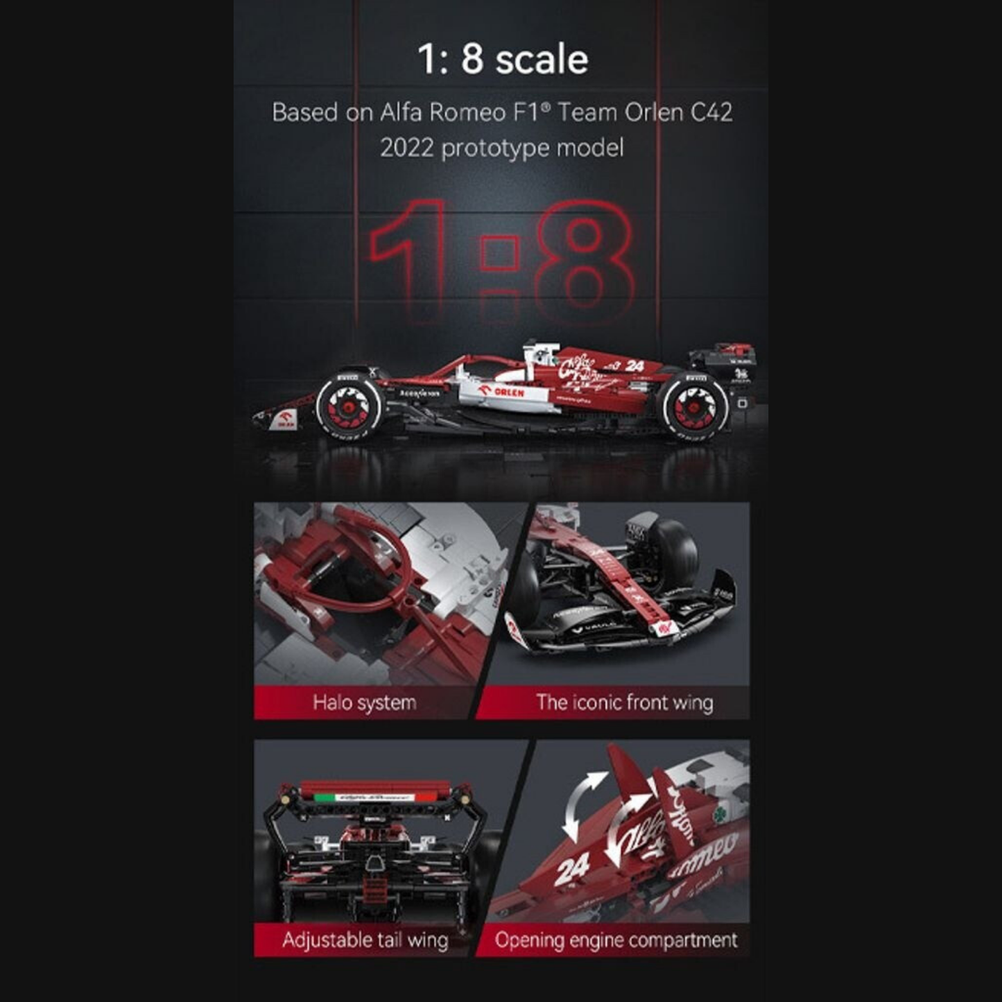 CaDA Alfa Romeo F1 Team C42 Licensed Racing Car 1:8 Scale (C64005W) - (Static)