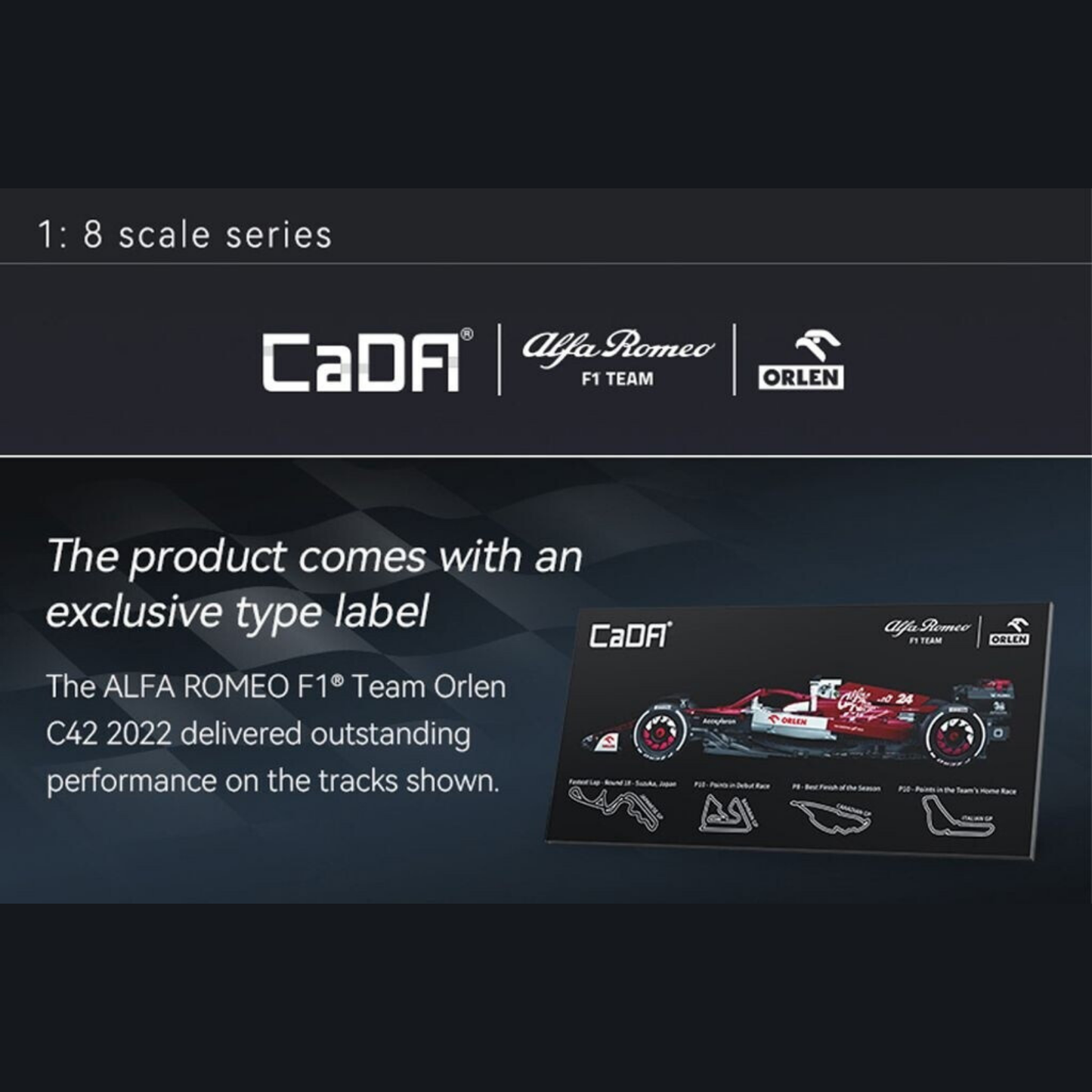CaDA Alfa Romeo F1 Team C42 Licensed Racing Car 1:8 Scale (C64005W) - (Static)